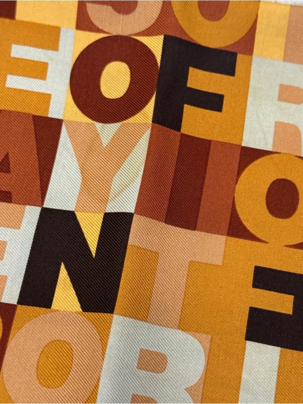 Fendi Multicolor Graphic Silk Scarf in Orange, Brown & Cream - Picture 10 of 12